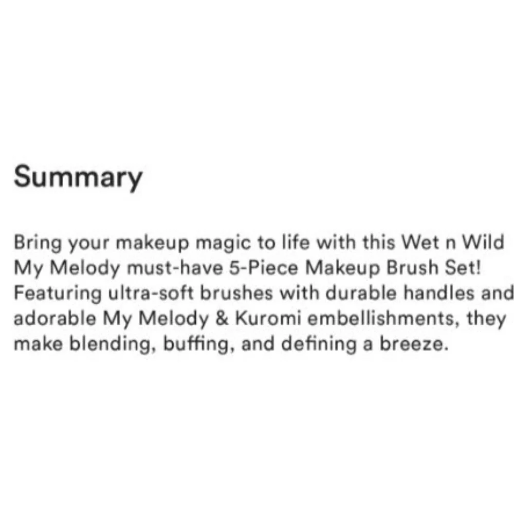 Wet n Wild Limited Edition 5-Piece Makeup Brush Set My Melody x Kuromi 🆕